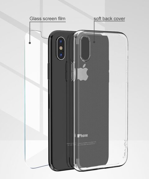 2 iPhone X / XS prozirna tanka TPU maskica + kaljeno staklo KOMPLET! - Slika 3