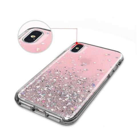 Star Glitter maskica za iPhone XS / iPhone X ★ KVALITETNO I POVOLJNO! ★ roza - Slika 7