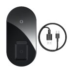 BASEUS SIMPLE PRO 2 u 1 bežični punjač za mobitel i slušalice (crni)