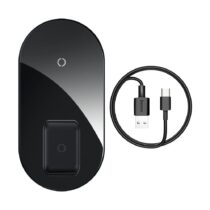 BASEUS SIMPLE PRO 2 u 1 bežični punjač za mobitel i slušalice (crni)