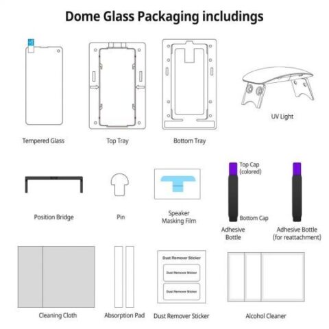 Original WHITESTONE DOME GLASS komplet sa UV lampom za GALAXY S20