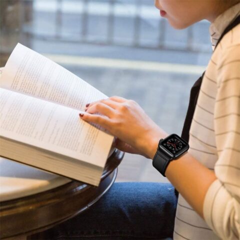 TECH-PROTECT LEATHERFIT kožna narukvica za APPLE WATCH 2/3/4/5/6/7/SE (44/45mm) crna - Slika 5