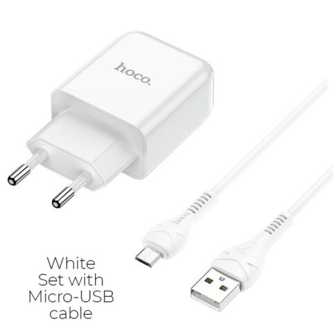 11 HOCO strujni punjač - 2.1A 1x USB + micro USB Kabel N2 (bijeli) - Slika 3