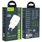 HOCO strujni punjač - 12W (2.4A) 2x USB + micro USB kabel N4 (bijeli)