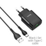 HOCO punjač + kabel - 2.1A 1x USB + Type-C Kabel N2 (crni) - Slika 4