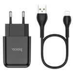 HOCO strujni punjač - 2.1A 1x USB + lightning Kabel N2 (crni) - Slika 5