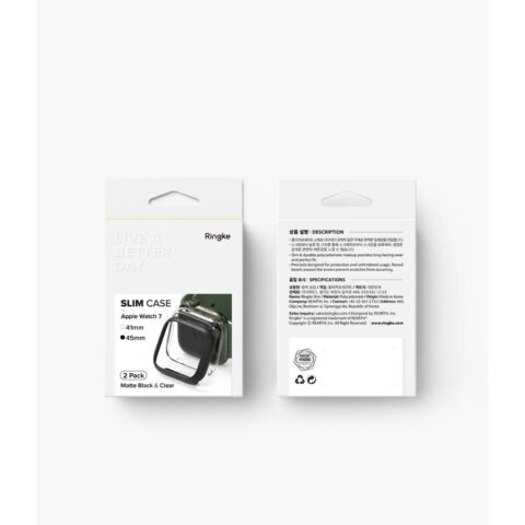 RINGKE SLIM 2-komada zaštite za APPLE WATCH 7 (45mm) CLEAR & MATTE BLACK - Slika 12