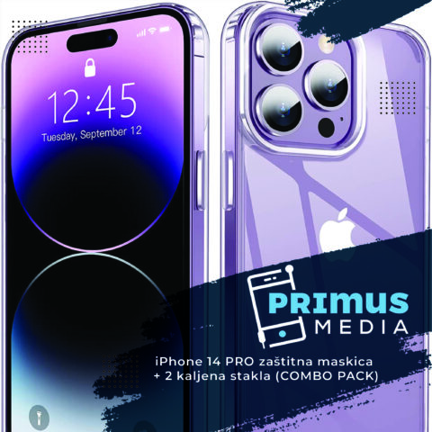 Print iPhone 14 PRO MAX zaštitna maskica + 2 kaljena stakla (COMBO PACK) - Slika 1