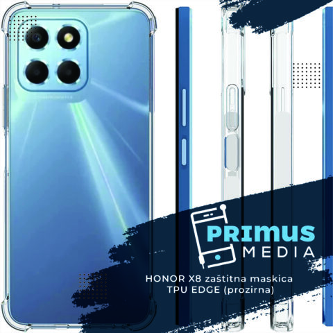 HONOR X8 zaštitna futrola - TPU EDGE (prozirna) + kaljeno staklo (COMBO PACK) ljubičasti okvir - Slika 1