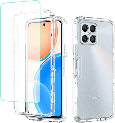 HONOR X8 zaštitna futrola - TPU EDGE (prozirna) + kaljeno staklo (COMBO PACK) ljubičasti okvir - Slika 7