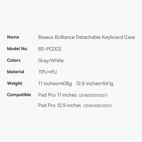 28 Baseus Brilliance torbica sa tipkovnicom za iPad Pro 12.9 (crna) - Slika 29