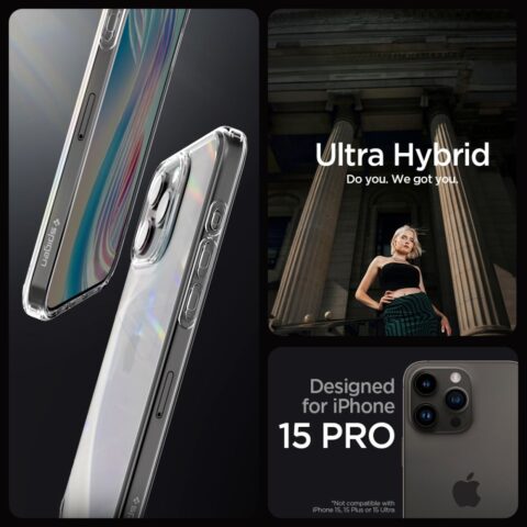SPIGEN ULTRA HYBRID zaštita za iPHONE 15 PRO (CRYSTAL CLEAR) - Slika 7