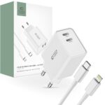 TECH-PROTECT C35W univerzalni punjač 2x TIP-C PD35W + LIGHTNING kabel (bijeli)