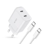 TECH-PROTECT C20W univerzalni punjač 2x TIP-C PD20W + TIP-C kabel (bijeli) - Slika 2