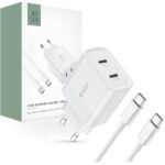 TECH-PROTECT C20W univerzalni punjač 2x TIP-C PD20W + TIP-C kabel (bijeli)