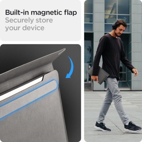 8 SPIGEN VALENTINUS SLEEVE elegantna LAPTOP torbica 15-16" (CITY GREY) - Slika 2