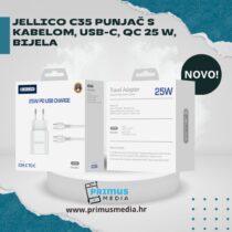 Jellico C35 punjač s kabelom, USB-C, QC 25 W, bijela