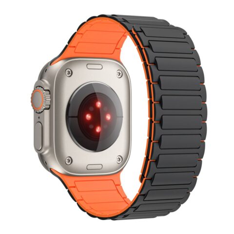 3 TECH-PROTECT ICONBAND MAGNETIC narukvica APPLE WATCH 4 / 5 / 6 / 7 / 8 / 9 / SE / ULTRA 1 / 2 (42 / 44 / 45 / 49 mm) BLACK/ORANGE - Slika 8