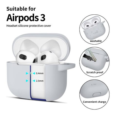 TECH-PROTECT SILICONE HOOK zaštita za APPLE AIRPODS 3 (CRAYON GREY) - Slika 3