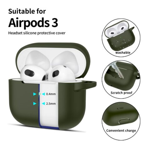 TECH-PROTECT SILICONE HOOK zaštita za APPLE AIRPODS 3 (OLIVE GREEN) - Slika 8