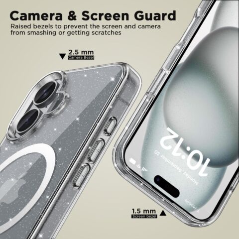 TECH-PROTECT FLEXAIR HYBRID MAGSAFE zaštita za iPHONE 16 (GLITTER CLEAR) - Slika 5
