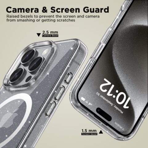 TECH-PROTECT FLEXAIR HYBRID MAGSAFE zaštita za iPHONE 16 PRO (GLITTER CLEAR) - Slika 3