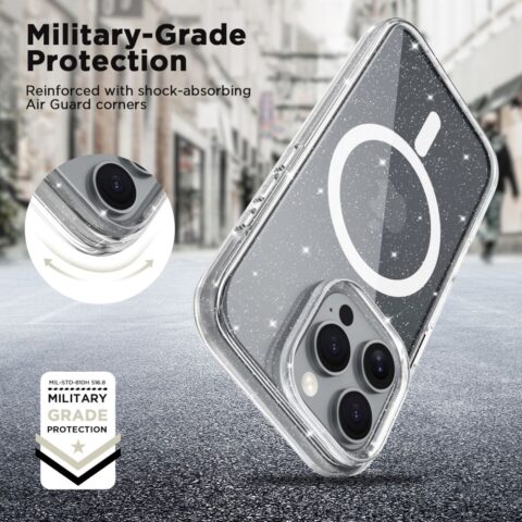 TECH-PROTECT FLEXAIR HYBRID MAGSAFE zaštita za iPHONE 16 PRO (GLITTER CLEAR) - Slika 4