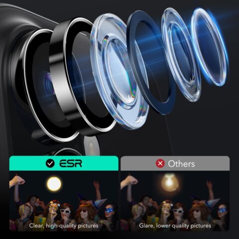 ESR ARMORITE CAMERA PROTECTOR zaštita leće za iPHONE 16 / 16 PLUS (crni rub) - Slika 8