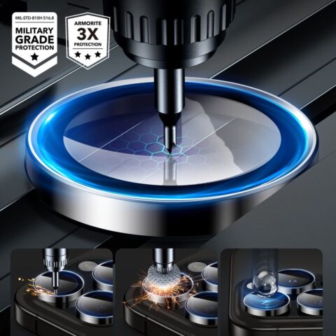 ESR ARMORITE CAMERA PROTECTOR zaštita leće za iPHONE 16 PRO / 16 PRO MAX (crni rub) - Slika 5