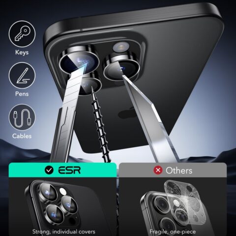 ESR ARMORITE CAMERA PROTECTOR zaštita leće za iPHONE 16 PRO / 16 PRO MAX (crni rub) - Slika 8