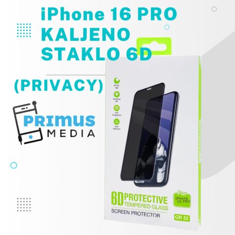 iPhone 16 PRO kaljeno staklo 6D (PRIVACY) - Slika 1