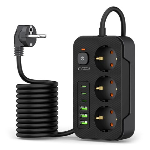 1 Tech-Protect PC3X6 razvodnik 3 USB & 3 TIP-C & 3 utičnice 200cm - Slika 3
