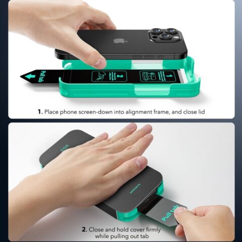 ESR ARMORITE kaljeno staklo sa aplikatotom za iPHONE 16 PLUS (crni rub) - Slika 3