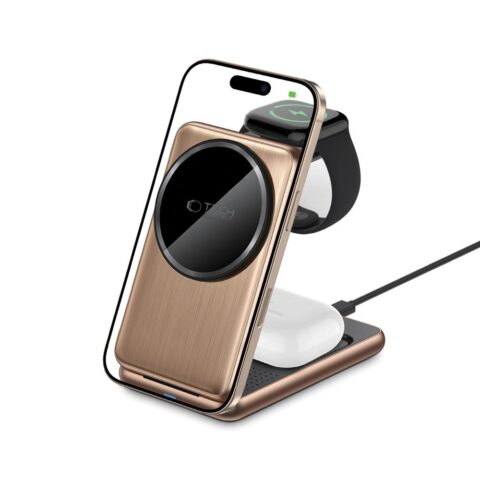 TECH-PROTECT QI15W-A42 3 u 1 MAGNETIC MAGSAFE bežični punjač (DESERT GOLD) - Slika 6