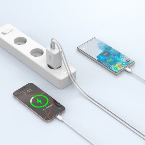 TECH-PROTECT NC45W-GAN kućni punjač 2x TIP C + kabel (bijeli) - Slika 9