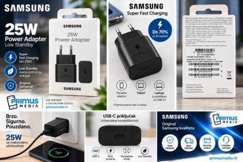 004 Original brzi zidni GaN Punjač Type C Samsung 25W EP-T2510NBEGEU - Slika 1