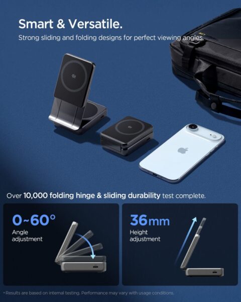 SPIGEN ESSENTIAL EF302MOQ Qi2.2 2u1 MAGNETIC MAGSAFE bežični punjač - Slika 6