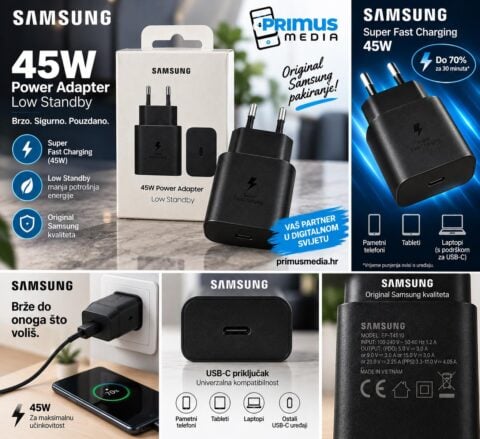 Punjač Samsung T4511 45W Fast Charge USB-C crni bez kabla EP-T4511NBEGEU (original pakiranje) - Slika 8