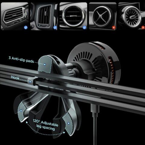 SPIGEN ESSENTIAL EV25MFAQ Qi2.2 PELTIER MAGNETIC MAGSAFE VENT držač/bežični auto punjač - Slika 2