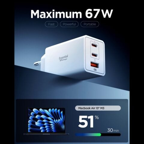 SPIGEN ESSENTIAL EE673EU 3-utora BRZI strujni punjač 67W (bijeli) - Slika 2