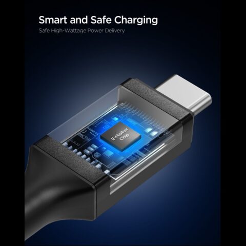 SPIGEN EB24012CC ESSENTIAL TIP-C kabel 240W 120cm (crni) - Slika 3