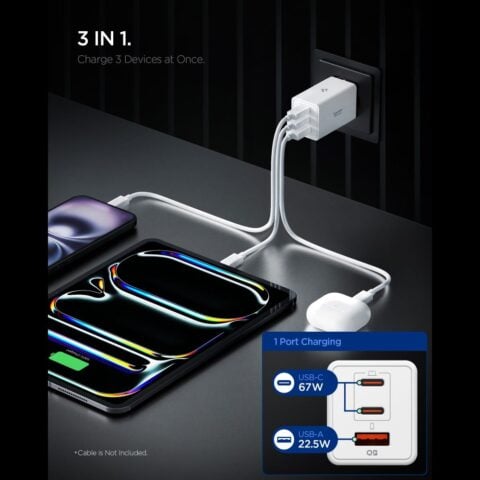 SPIGEN ESSENTIAL EE673EU 3-utora BRZI strujni punjač 67W (bijeli) - Slika 3