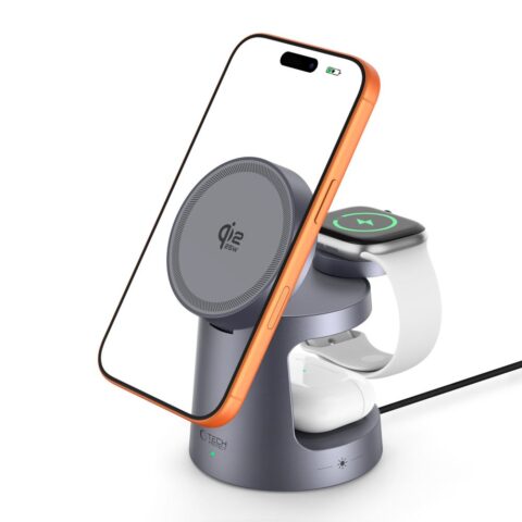TECH-PROTECT A48 3 u 1 MAGNETIC MAGSAFE bežični punjač 25W QI2.2 (tamno sivi) - Slika 3
