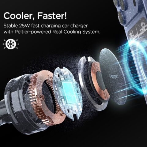SPIGEN ESSENTIAL EV25MFAQ Qi2.2 PELTIER MAGNETIC MAGSAFE VENT držač/bežični auto punjač - Slika 4