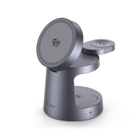 TECH-PROTECT A48 3 u 1 MAGNETIC MAGSAFE bežični punjač 25W QI2.2 (tamno sivi) - Slika 4