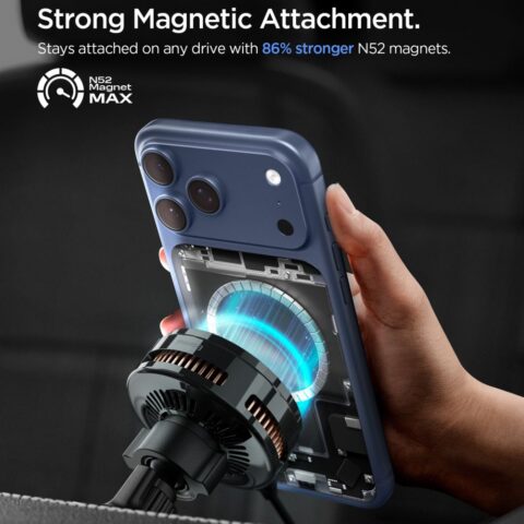 SPIGEN ESSENTIAL EV25MFAQ Qi2.2 PELTIER MAGNETIC MAGSAFE VENT držač/bežični auto punjač - Slika 5