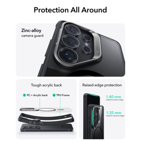 ESR CLASSIC HYBRID KICKSTAND MAGSAFE zaštita za Samsung GALAXY S26 ULTRA (prozirno/crna) - Slika 3