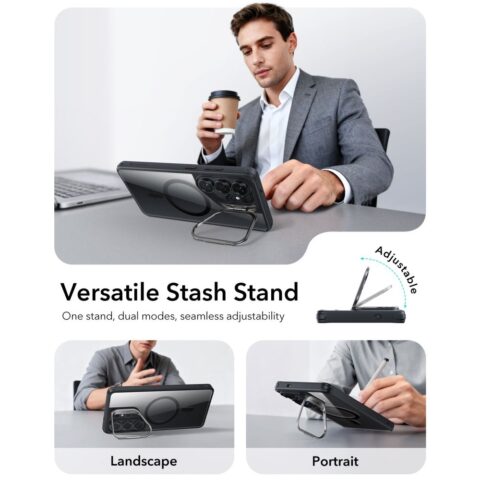 ESR CLASSIC HYBRID KICKSTAND MAGSAFE zaštita za Samsung GALAXY S26 ULTRA (prozirno/crna) - Slika 4