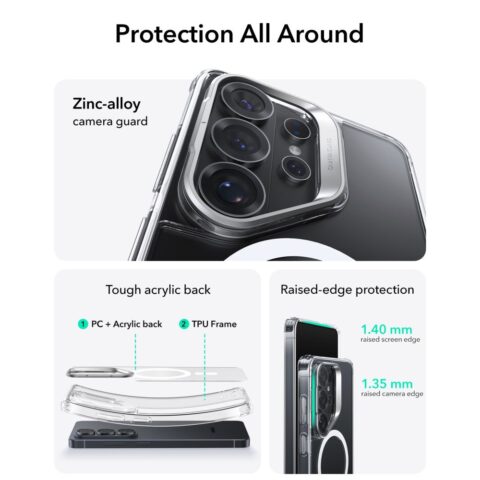 ESR CLASSIC HYBRID KICKSTAND MAGSAFE zaštita za Samsung GALAXY S26 ULTRA (prozirna) - Slika 5