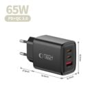 TECH-PROTECT NCA65W-GAN kućni punjač 3x utora PD 65W / QC3.0 (crni) - Slika 7